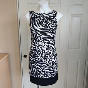 AB Studio stretch animal print career sheath dress sz 2 NWT